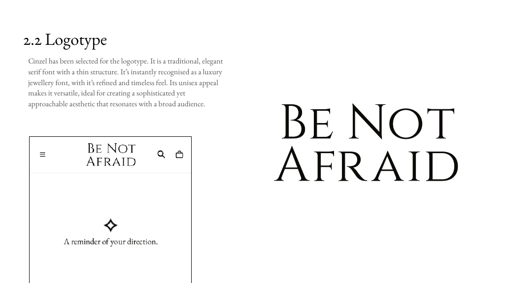 Be Not Afraid Jewellery Logotype guideline