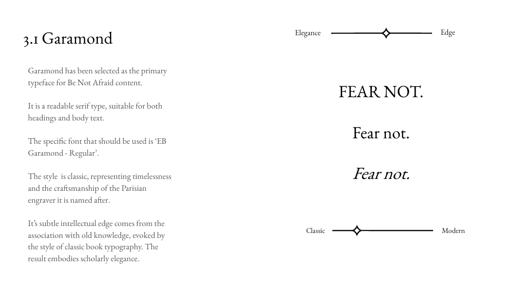 Be Not Afraid Jewellery Typography guideline