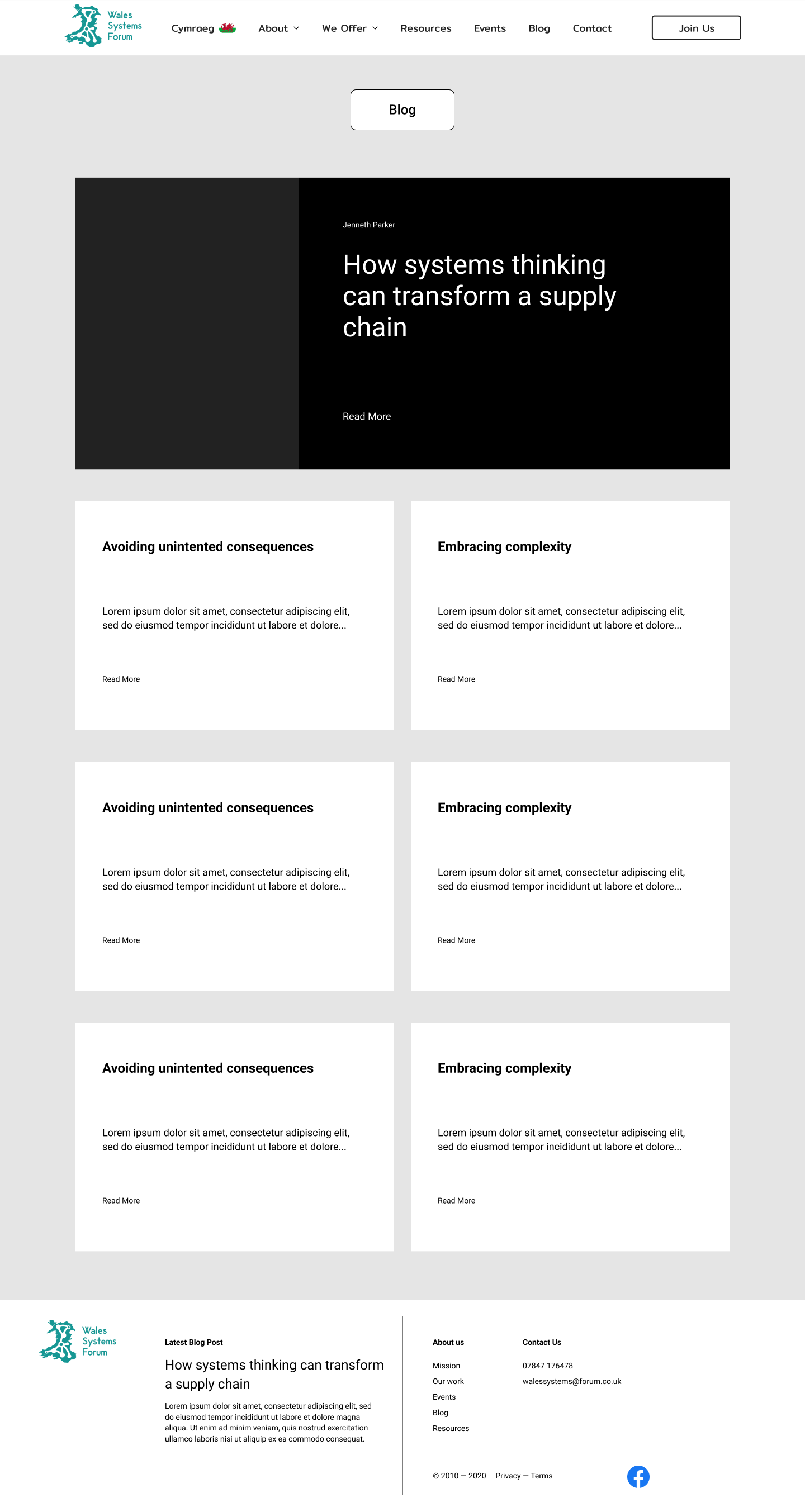 Wales Systems Forum Blog Page Figma mockup