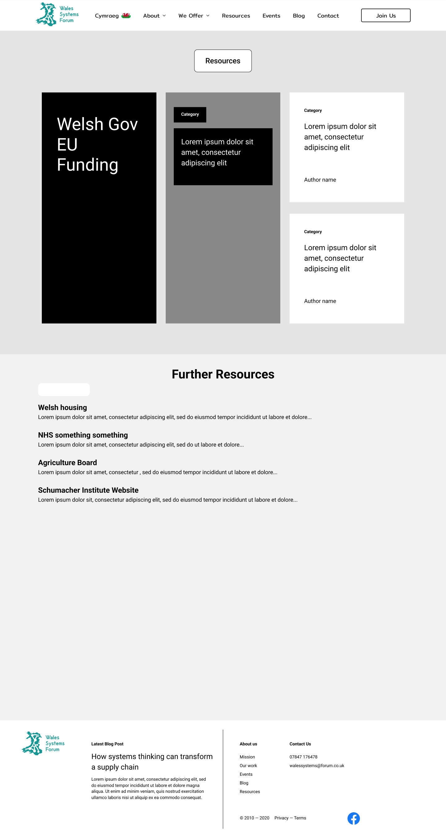 Wales Systems Forum Resources Page Figma mockup